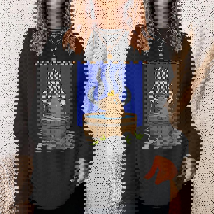 温泉に浸かるかわいいカピバラ スウェットシャツ 彼女への贈り物