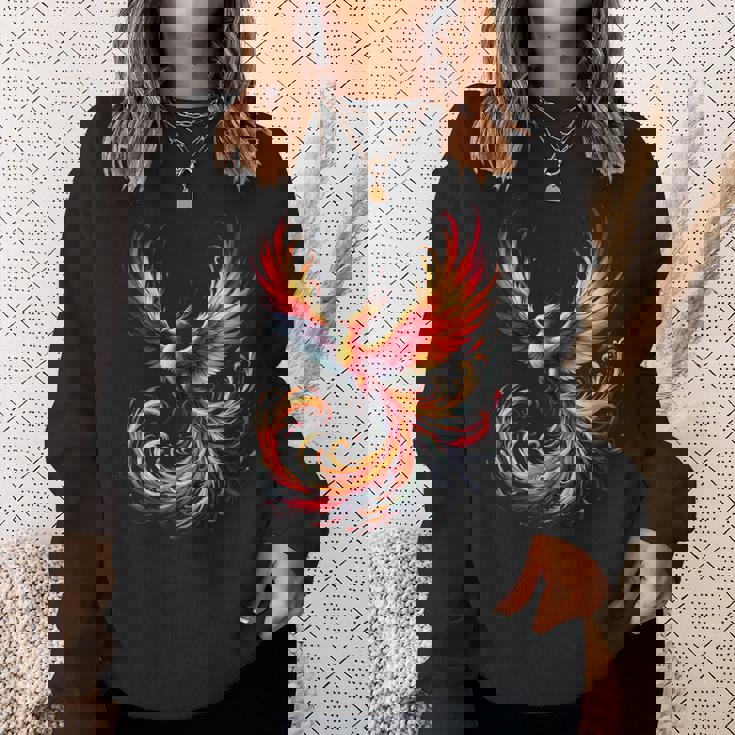火の鳥 不死鳥 神話上の鳥 立ち上がり 再び生まれる 灰 長袖tシャツ スウェットシャツ 彼女への贈り物