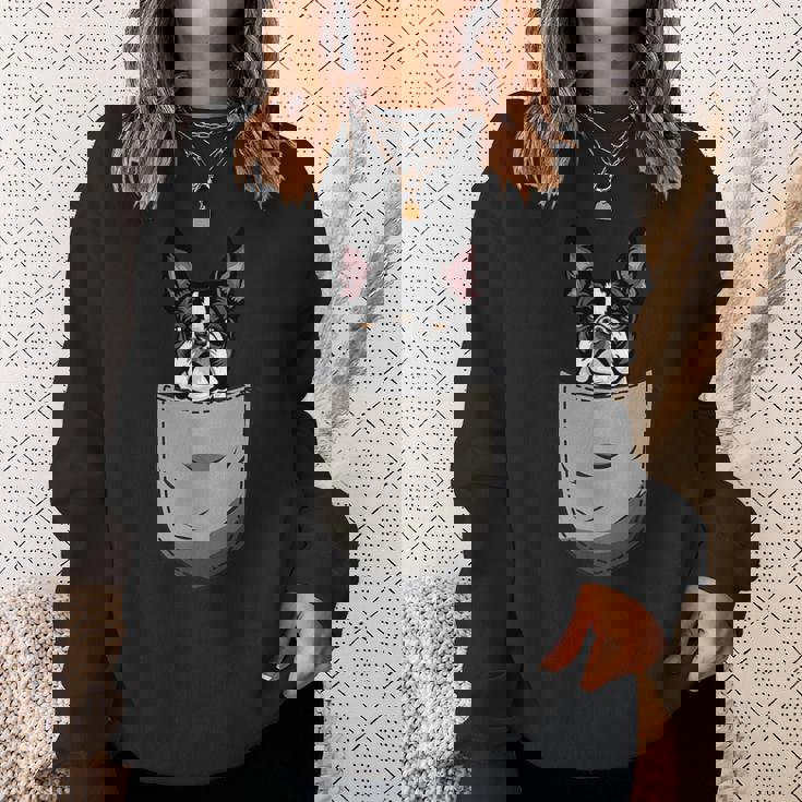 犬 365 ボストンテリア 犬 ポケット入り 犬好きのギフト スウェットシャツ 彼女への贈り物