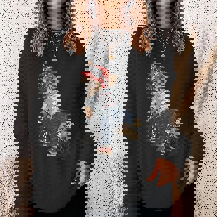 犬 おもしろ バイク オートバイ ライダース バイカー 面白い いぬ スウェットシャツ 彼女への贈り物