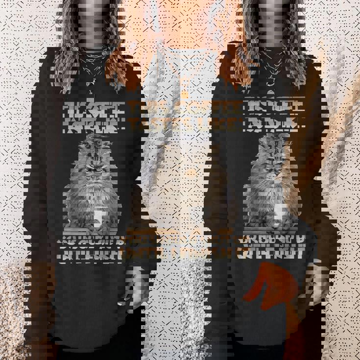 猫朝のイライラとコーヒー愛好家向け T パラス猫 スウェットシャツ 彼女への贈り物