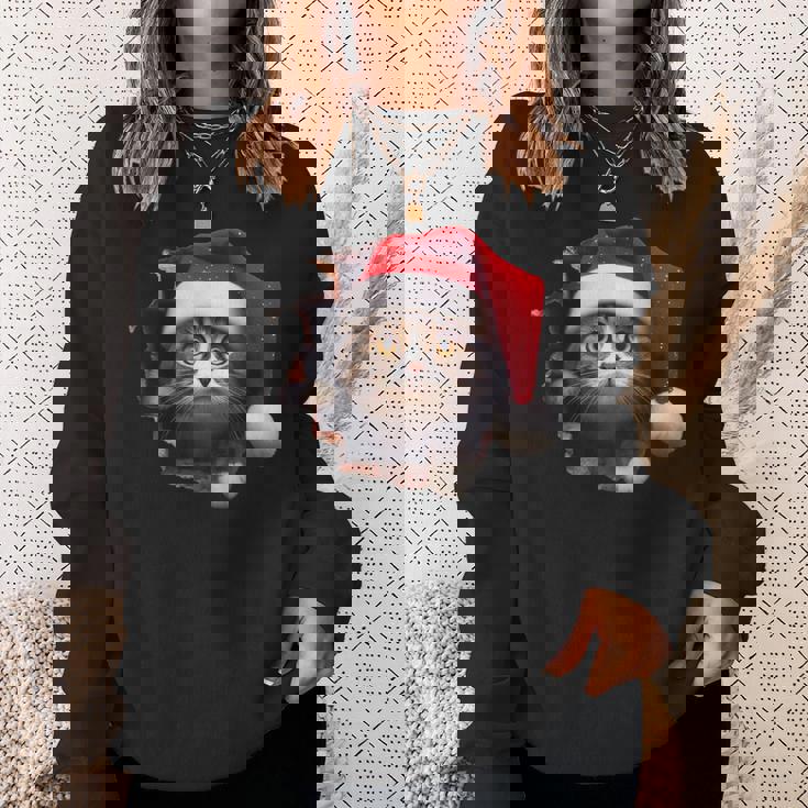 猫 クリスマス クリスマスパーティー スウェットシャツ 彼女への贈り物