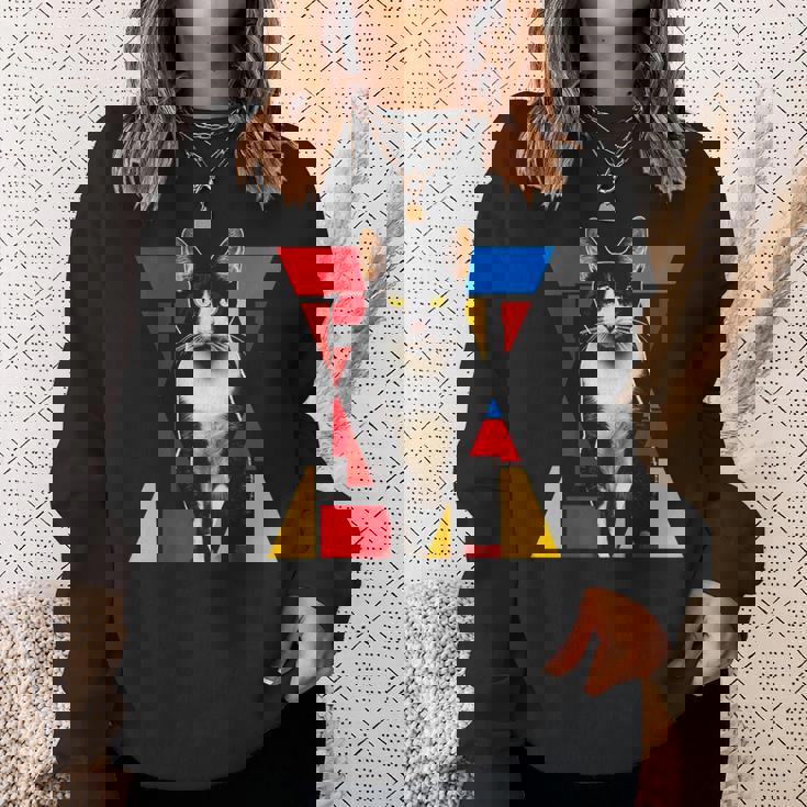 猫 グラフィック ペット アートワーク 猫 スウェットシャツ 彼女への贈り物