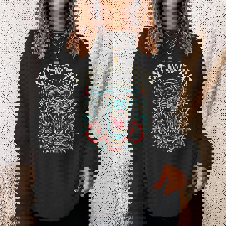 猫 タトゥー トラディショナル タトゥー アーティスト インク タトゥー師 ヴィンテージ スウェットシャツ 彼女への贈り物