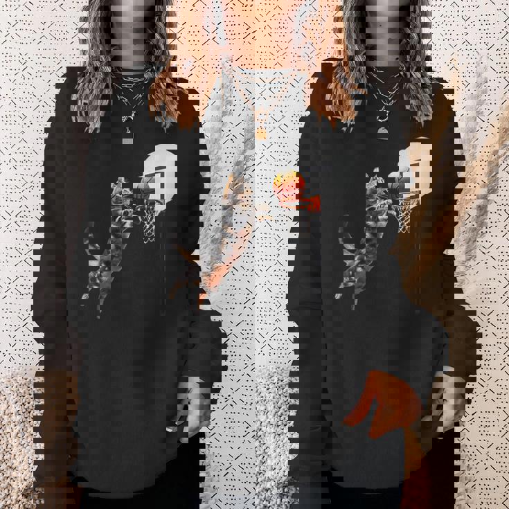 猫 ネコ バスケ 面白いtシャツ 文字入り メンズ おもしろ 面白い 服 おもしろグッズ ネタ 浮世絵 スウェットシャツ 彼女への贈り物