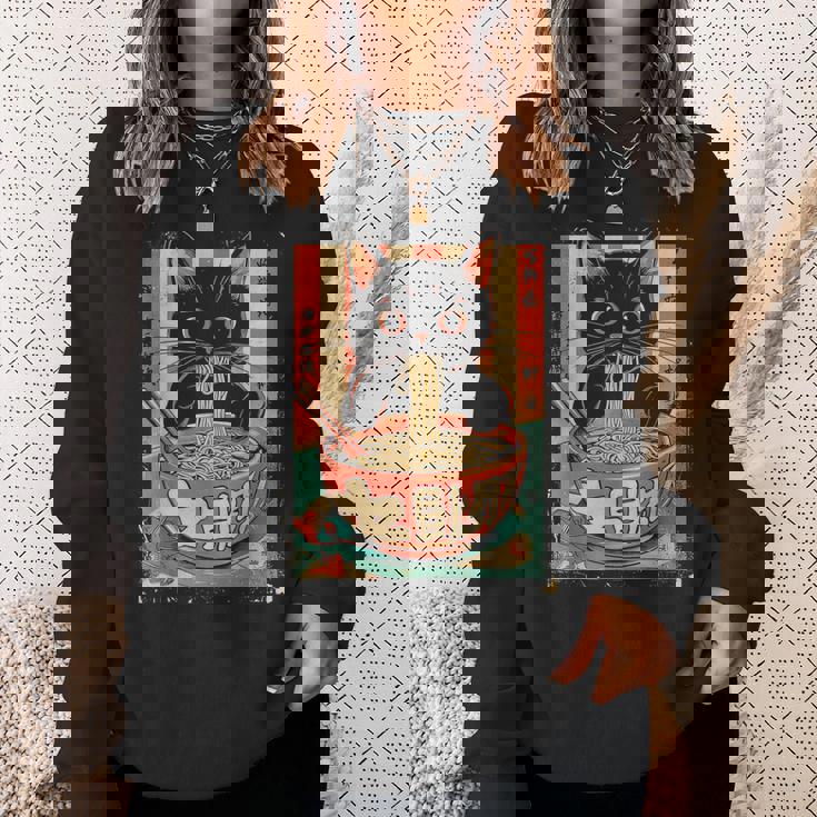 猫 ラーメン ヌードル 日本アニメ 漫画 ラーメン カワイイ 猫 スウェットシャツ 彼女への贈り物