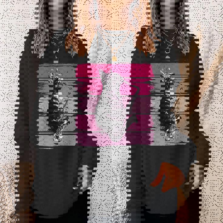 猫 演奏 サックス おもしろい 猫 ジャズ サックス レトロ サックス スウェットシャツ 彼女への贈り物