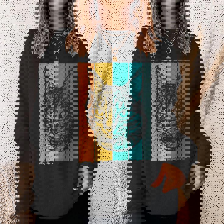 猫、レトロ スウェットシャツ 彼女への贈り物