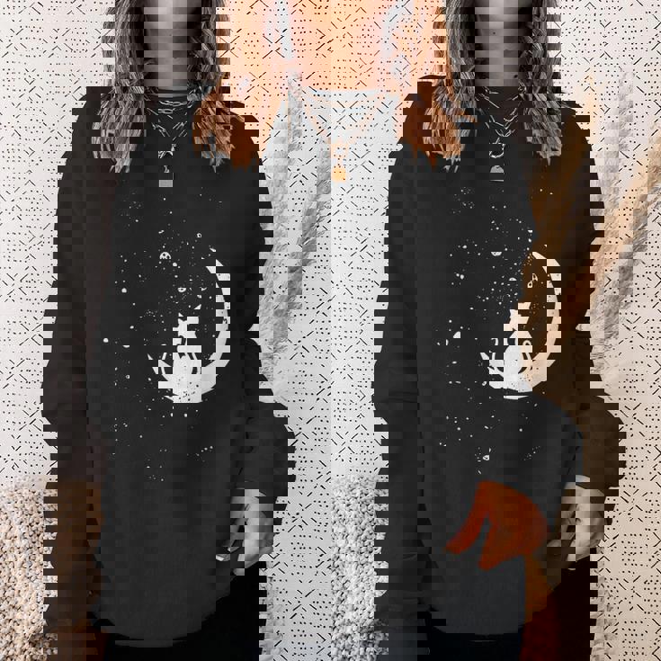 猫の家族 月の絵柄 メンズ レディース 子供 スウェットシャツ 彼女への贈り物