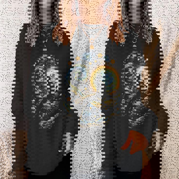 猫の星月夜 猫ヴァン・ゴッホ キャットアート キッズメンズ面白い猫 猫 スウェットシャツ 彼女への贈り物