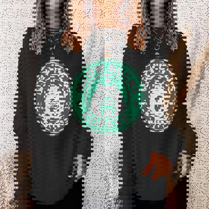 猫バックスコ－ヒ－ スタバ 可愛い カフェ 個性的 パロディ 面白い 笑える スウェットシャツ 彼女への贈り物