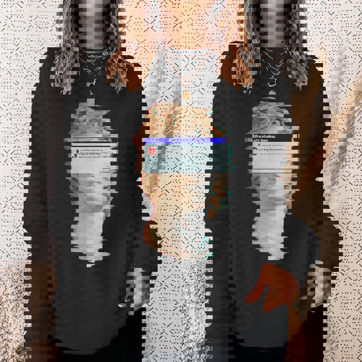 現実は曲がっている。エラーポップアップ付きの美的ギリシャ像 スウェットシャツ 彼女への贈り物