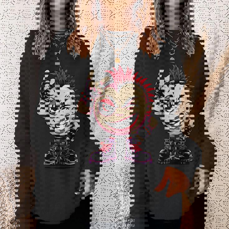 生意気なパンクロックロッカー イロとブーツ付き 面白いパンク スウェットシャツ 彼女への贈り物