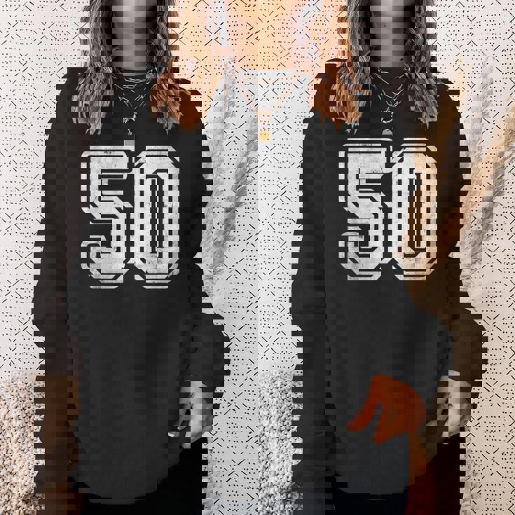 番号 50 ホワイト スポーツ ディストレスト番号 スウェットシャツ 彼女への贈り物