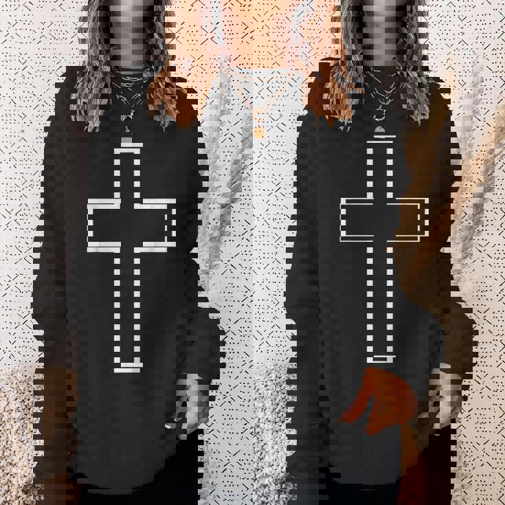 白い十字の記号の輪郭の服の設計聖十字架 スウェットシャツ 彼女への贈り物