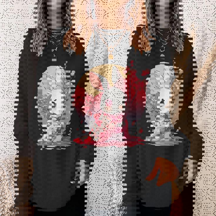 白うさぎの春のさくらアドベンチャー スウェットシャツ 彼女への贈り物