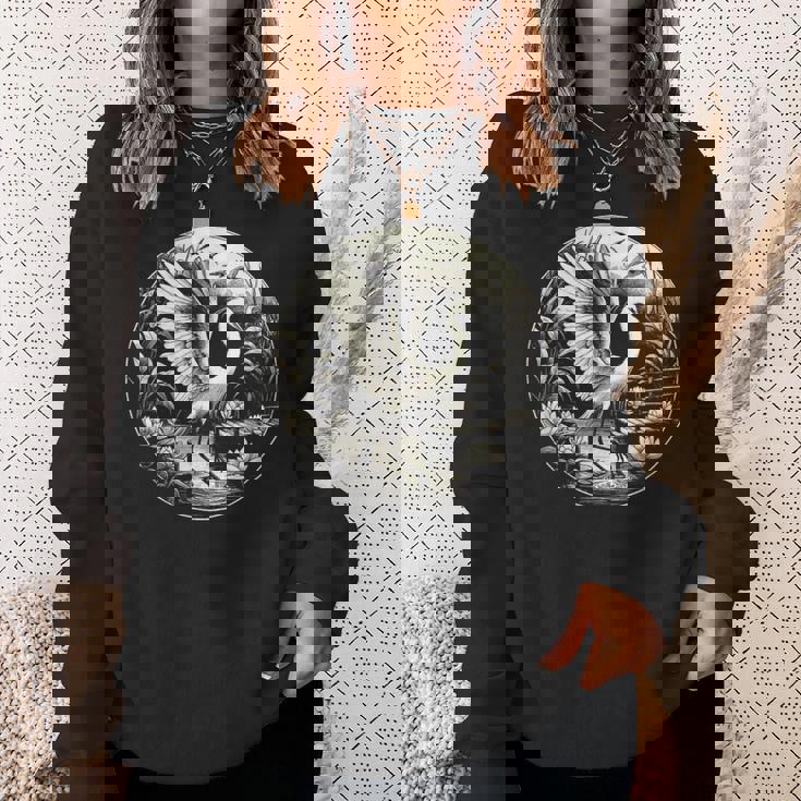 白鷺シーンのグラフィック アート デザイン スウェットシャツ 彼女への贈り物