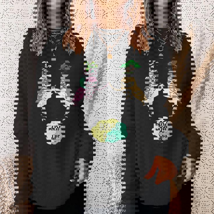 盆栽フクロウと宇宙盆栽フクロウ スウェットシャツ 彼女への贈り物