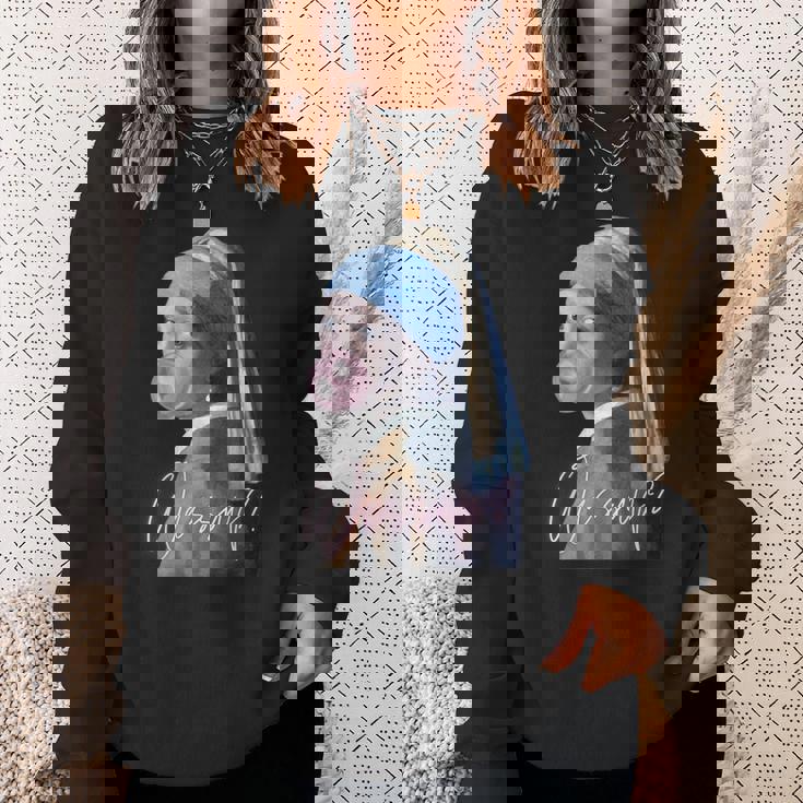 真珠の耳飾りの少女 フェルメール 面白い オルタード アート Wassup スウェットシャツ 彼女への贈り物