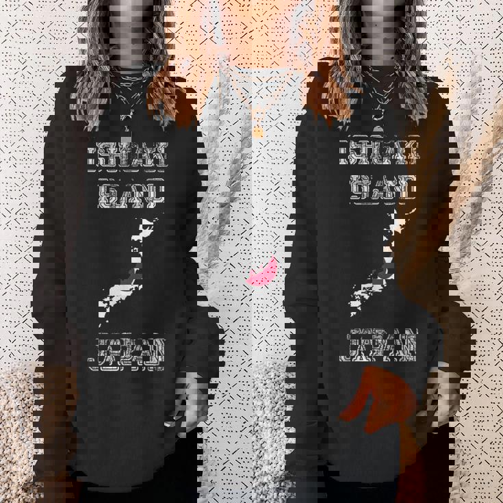 石垣島 日本 ヴィンテージ 日本 国旗 地図 デザイン スウェットシャツ 彼女への贈り物