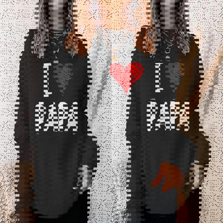 私はパパ 最高 お父さん 父 息子 娘 衣装 ハートが大好きです I Love Papa スウェットシャツ 彼女への贈り物