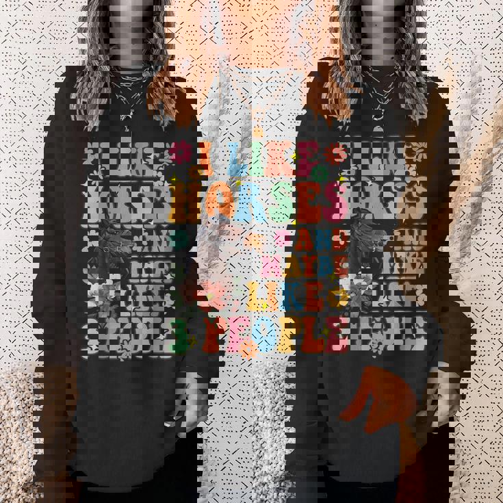 私は馬と3人が好きグルーヴィーな乗馬乗馬ライダー スウェットシャツ 彼女への贈り物