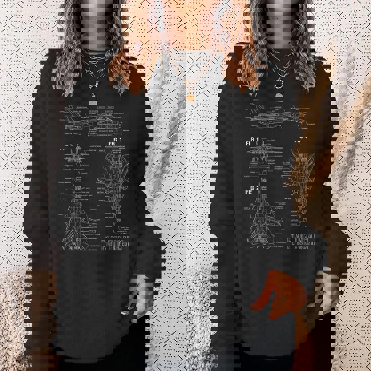 米ジェット戦闘機f14トムキャットの設計図 スウェットシャツ 彼女への贈り物