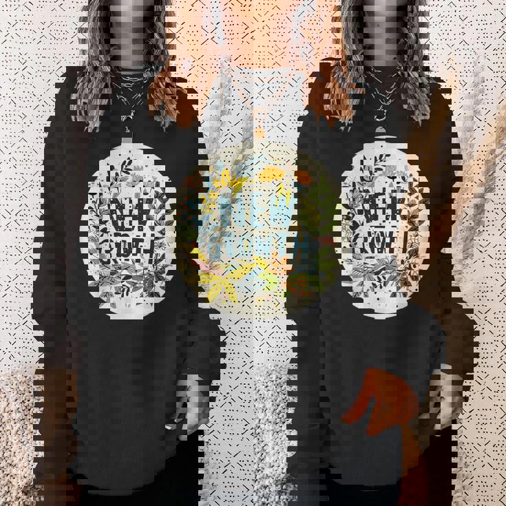 素敵な黄色い花と春の植物のための新しい成長スピーチ スウェットシャツ 彼女への贈り物