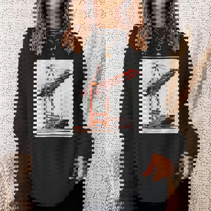 素晴らしいポートクレーン コンテナ船コスチューム スウェットシャツ 彼女への贈り物