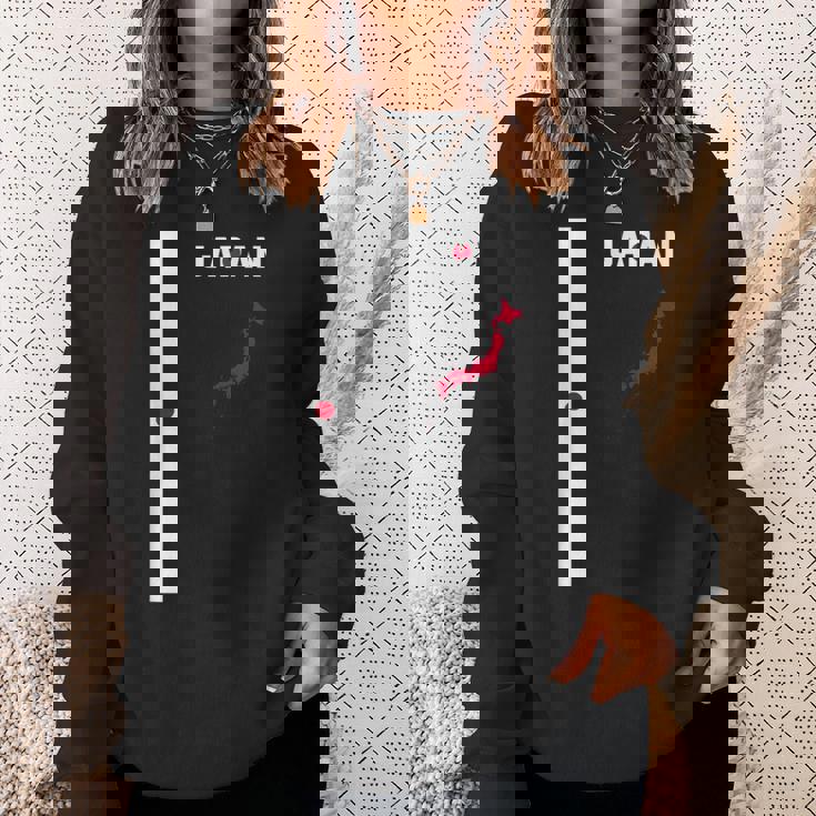 縦型日本国旗、文字「Japan」&シルエットマップ スウェットシャツ 彼女への贈り物