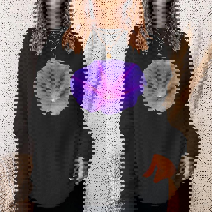 美しいパープルカラーの朝顔フラワーカットアウト スウェットシャツ 彼女への贈り物