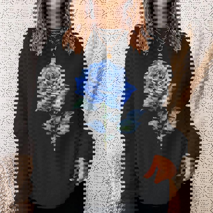 美しいブルーローズフローラルブルーフラワー スウェットシャツ 彼女への贈り物