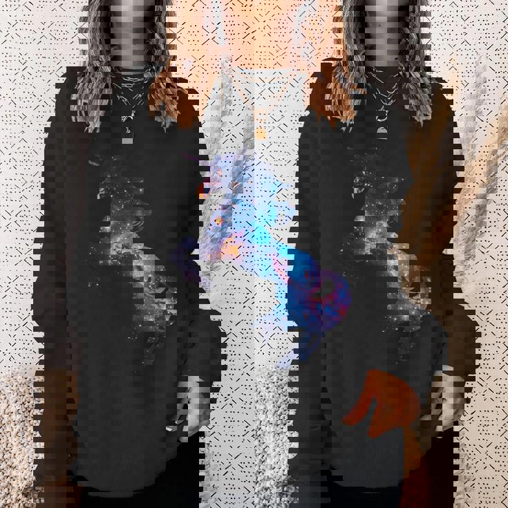 美的シルエット 夢のような宇宙 銀河 ユニコーン スウェットシャツ 彼女への贈り物