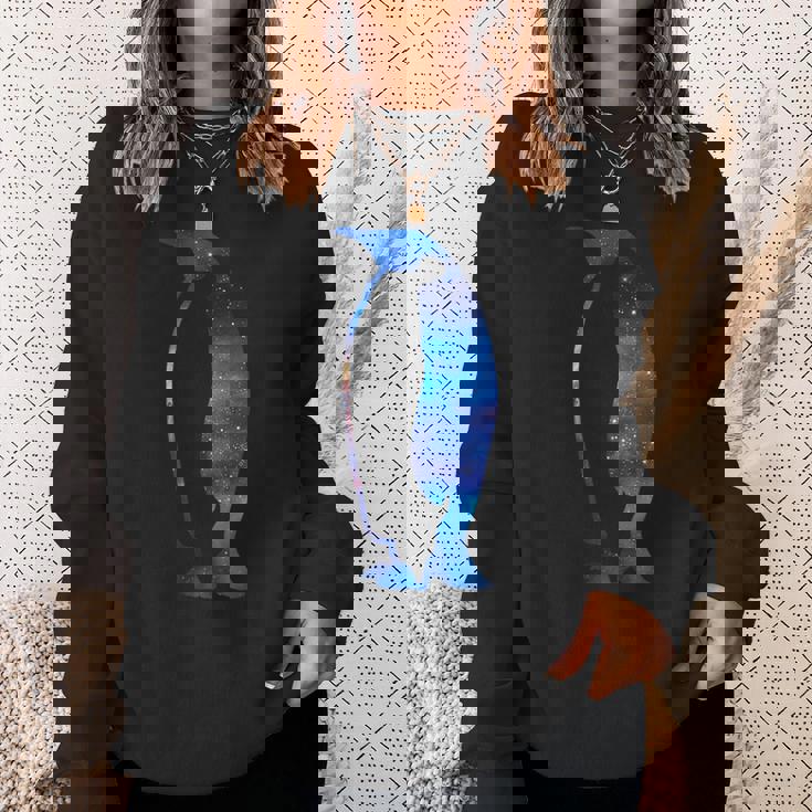 美的シルエット 星 宇宙 銀河 ペンギン スウェットシャツ 彼女への贈り物