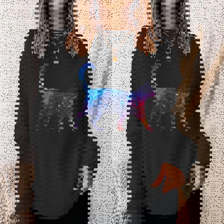 美的シルエット 星 宇宙 銀河 猫 スウェットシャツ 彼女への贈り物