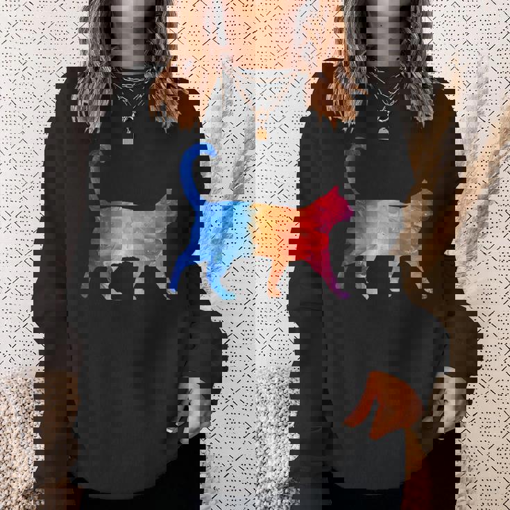 美的シルエット芸術的水彩猫 スウェットシャツ 彼女への贈り物