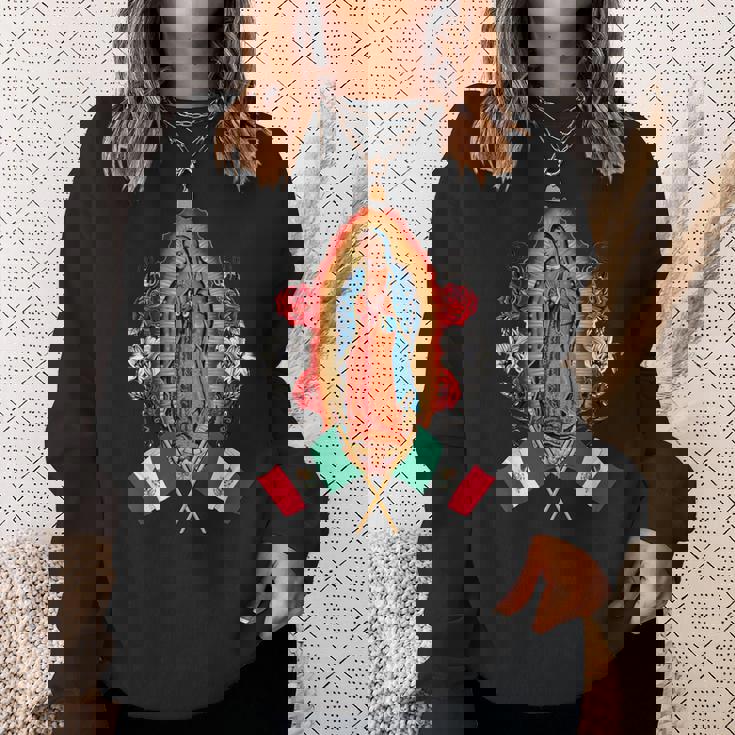 聖母マリア メキシコ国旗 聖母マリア グアダルーペ スウェットシャツ 彼女への贈り物