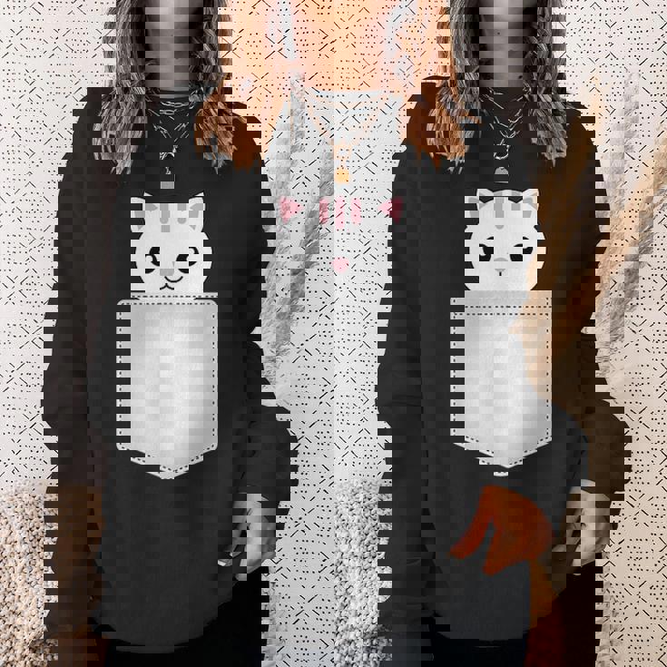 胸ポケットの猫 スウェットシャツ 彼女への贈り物