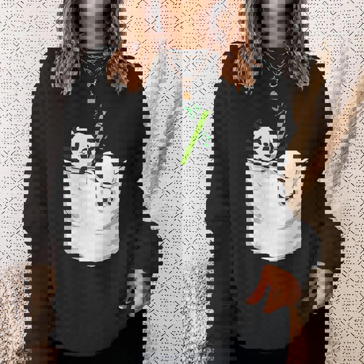 胸ポケットパンダ パンダ クマ スウェットシャツ 彼女への贈り物