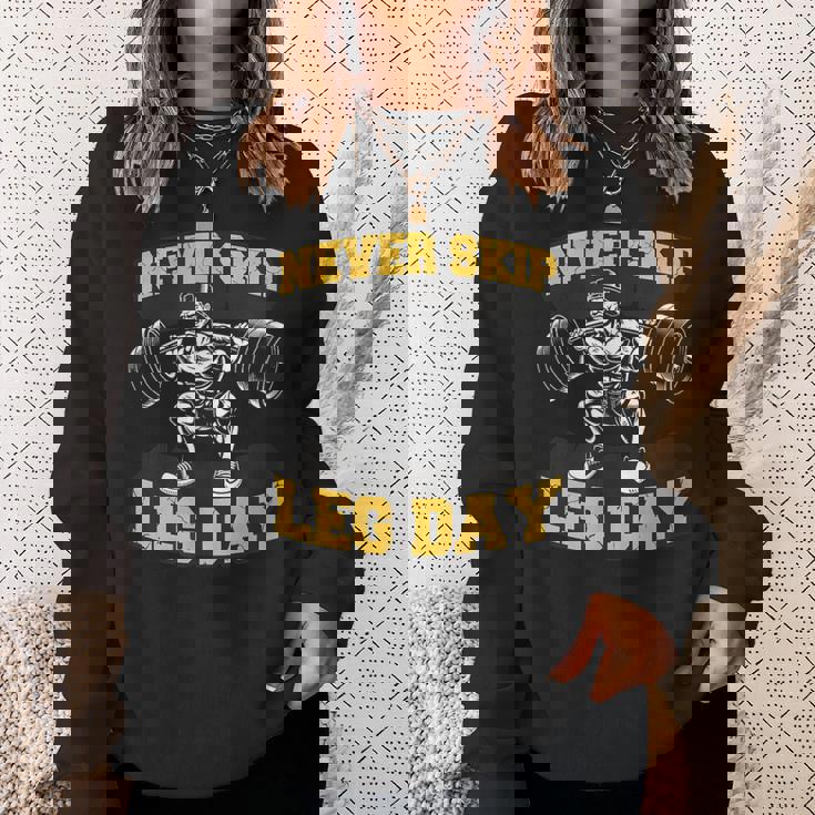 脚の日をスキップすることはありません 面白いワークアウト ジム メンズ ボディビル スウェットシャツ 彼女への贈り物