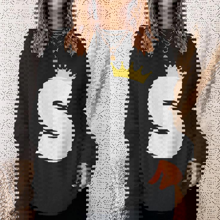 英文字 大文字 アルファベット モノグラム イニシャル キング クイーン クラウン スウェットシャツ 彼女への贈り物