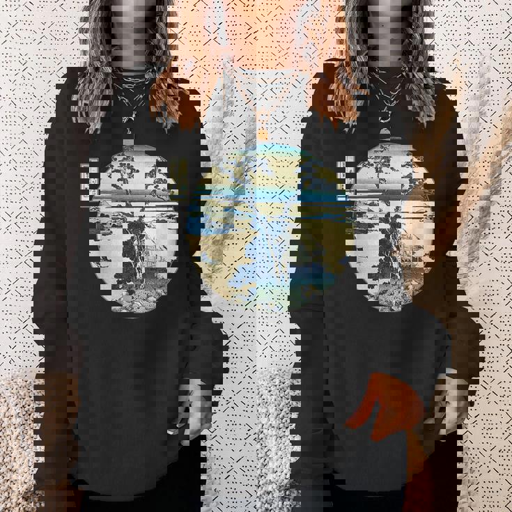 葛飾 北斎 信州諏訪湖 有名なヴィンテージアート スタイリッシュ スウェットシャツ 彼女への贈り物