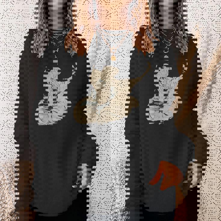 葛飾北斎作 三味線と座る女 スウェットシャツ 彼女への贈り物