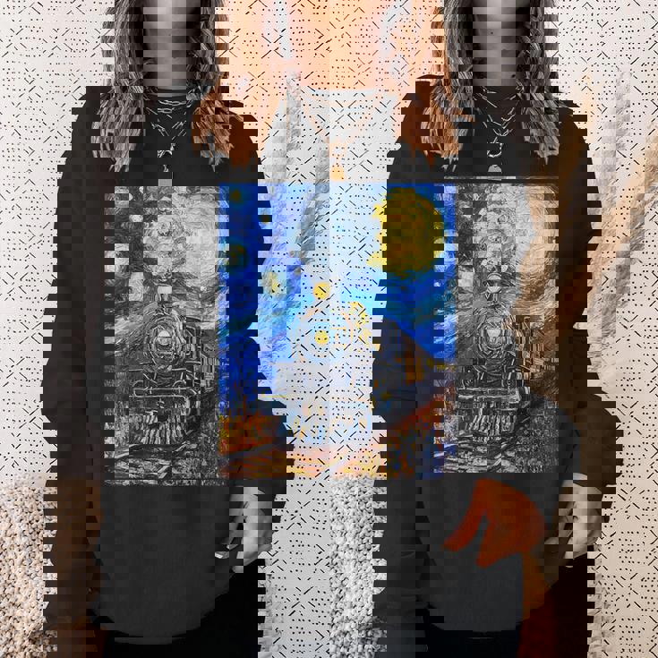 蒸気機関 蒸気機関車 ヴィンテージ ゴッホ 機関車 列車 スウェットシャツ 彼女への贈り物