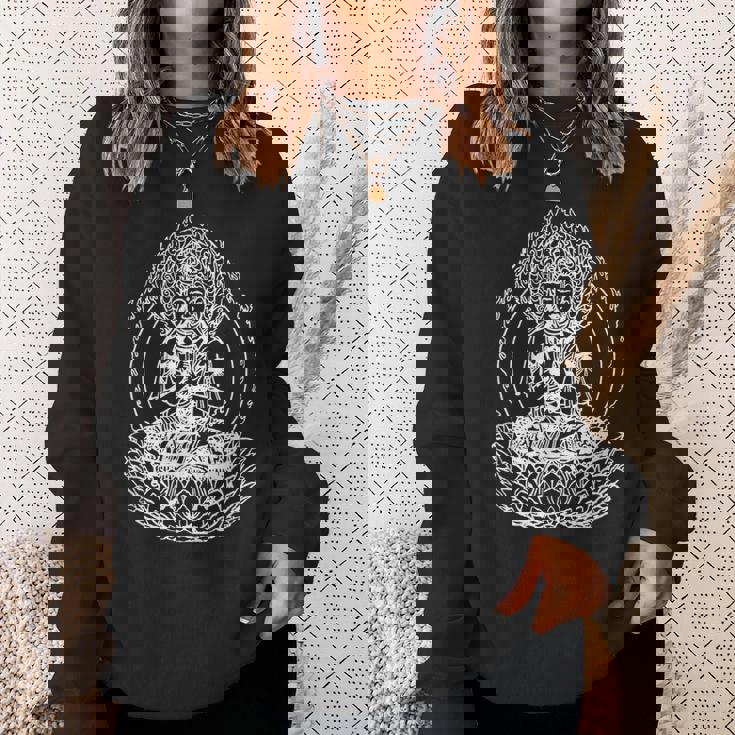 蓮の花の仏像 菩薩 仏教 宗教 スウェットシャツ 彼女への贈り物