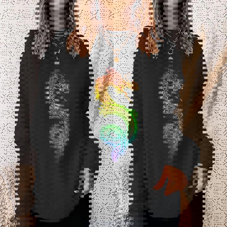 虹と中国の龍 スウェットシャツ 彼女への贈り物