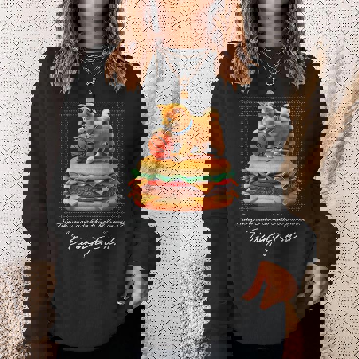 豆しば バスケットボール 豆柴 可愛い おしゃれ 面白い 動物 スポーツ 英字 ハンバーガー 犬 日本犬 柴犬 スウェットシャツ 彼女への贈り物