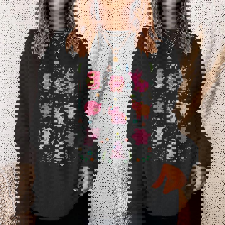 豚のかわいい刺しゅう 豚の恋人 スウェットシャツ 彼女への贈り物