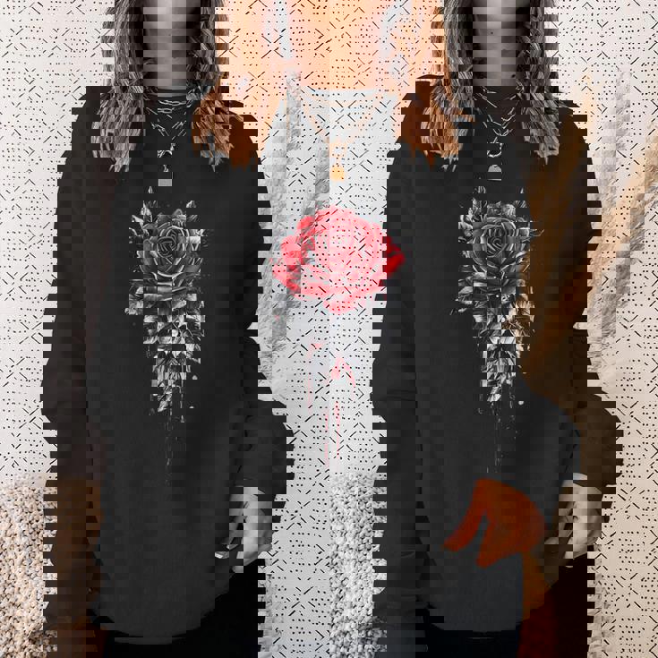 赤いバラ 花 ボタニスト 庭 花 バラ スウェットシャツ 彼女への贈り物