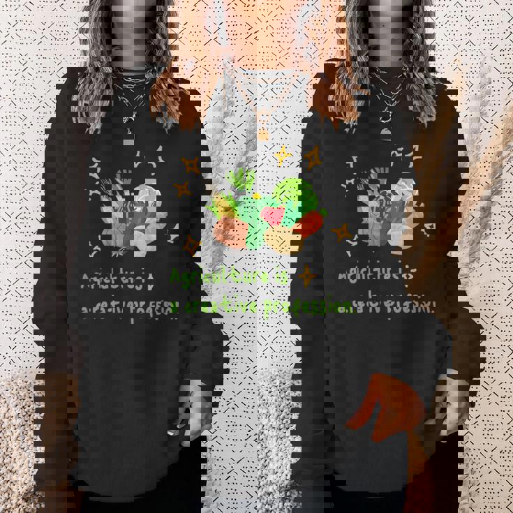 農業はクリエイティブ 野菜 生産 畑 家庭菜園 農家 アグリカルチャー 食育 芸術作品 メンズ レディース キッズ スウェットシャツ 彼女への贈り物